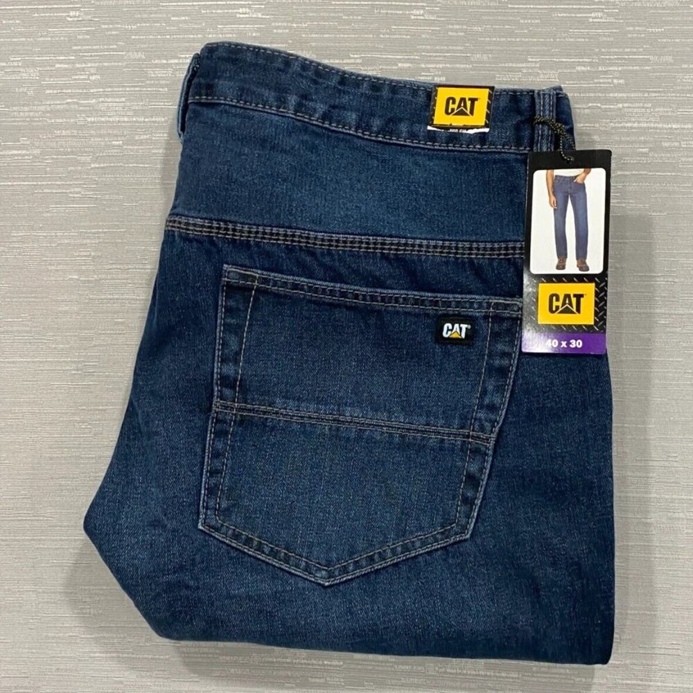 CAT Caterpillar Rigid Work Jeans Mens 40 x 30 Tough 100% Cotton Denim Pants